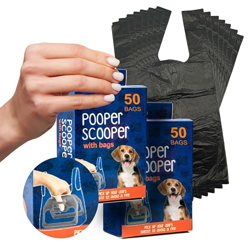 All Pets Hundekotschaufel, leicht, zusammengebaut, mit 50 Taschen, hygienische Reinigung, Kot-Picker für Hundeklob, Tierabfälle (Handgriff, 15 cm, 2 Stück) von Petopedia