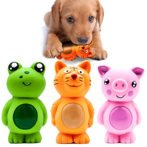 Hundespielzeug, quietschendes Hundespielzeug, Latex-Tiere, Kauspielzeug, Frosch, Tiger, Schwein, interaktives Hundespielzeug gegen Langeweile, 3 Stück Hundespielzeug, quietschendes Hundespielzeug, Latex-Tiere, Kauspielzeug, Frosch, Tiger, Schwein, interaktives Hundespielzeug gegen Langeweile, 3 Stück von Petopedia