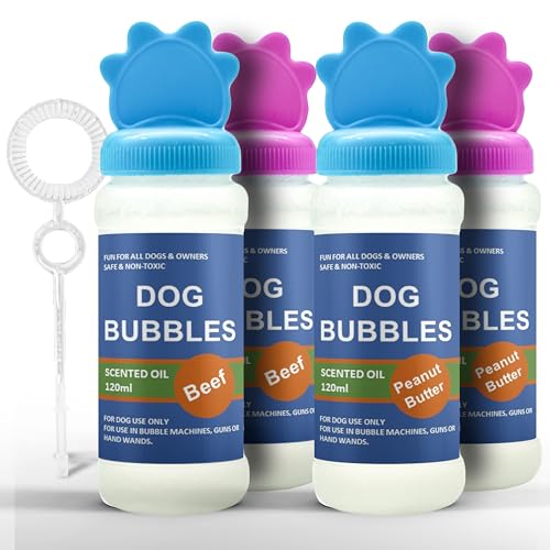 Hundespielzeug für Hunde, Erdnussbutter und Rindfleisch, sicheres Duftöl, interaktives Hundespielzeug für Langeweile, Welpenspielzeug, große Hunde, Outdoor, sortiert (480 ml (4 Stück), beide von Petopedia