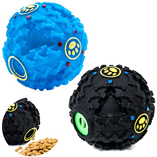 Interaktives Hundespielzeug für Langeweile und Leckerli-Spender, 2 Stück (2 Bälle (blau + schwarz) von Petopedia