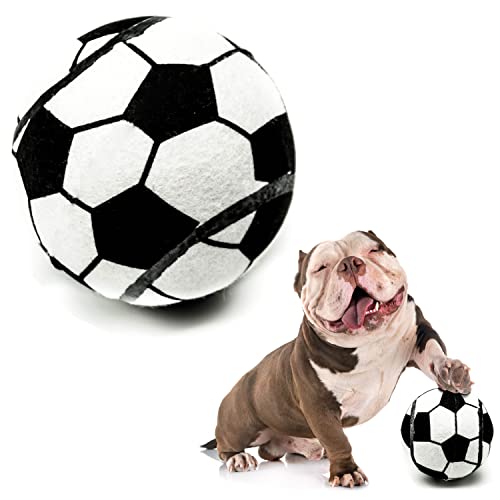 Petopedia Robustes Hundespielzeug, Jumbo, groß, 12.7 cm, harter Tennisball für Hunde, unzerstörbares Hundespielzeug, Basketball, Fußball, Kauspielzeug für Hunde (Fußball, 12.7 cm) von Petopedia