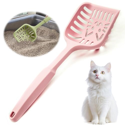 Petopedia Starke Katzenstreuschaufel Kunststoff Katzenstreuschaufel Katzenkotschaufel Katzenklo Schaufel Handlicher Sandsieb Kotsieb Reinigungswerkzeug Schaufel Schaufel Katzenschaufel (Rosa, Groß) von Petopedia