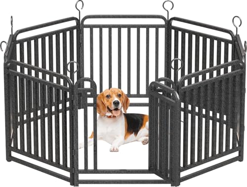 Hundezaun für den Außenbereich, Innenbereich, 82,1 cm Höhe, 8 Paneele, Metall, Hundegehege, Welpenlaufstall, tragbare Hundehütte, Box für Wohnmobil, Camping (Schwarz/Silber) von Petorldog