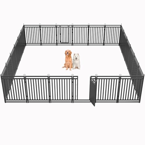 Petorldog Hundezaun für drinnen und draußen, 101,6 cm Höhe, 24 Paneele, Hunde-Laufstall für große/mittelgroße/kleine Hunde, Metall-Hundegehege für Hof, Camping und Wohnmobil, Schwarz-Silber Petorldog Hundezaun für drinnen und draußen, 101,6 cm Höhe, 24 Paneele, Hunde-Laufstall für große/mittelgroße/kleine Hunde, Metall-Hundegehege für Hof, Camping und Wohnmobil, Schwarz-Silber von Petorldog