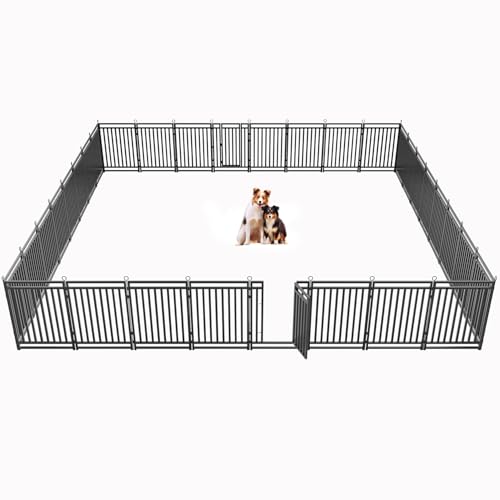 Petorldog Hundezaun für drinnen und draußen, 101,6 cm Höhe, 32 Paneele, Hunde-Laufstall für große/mittelgroße/kleine Hunde, Metall-Hundegehege für Hof, Camping und Wohnmobil, Schwarz/Silber Petorldog Hundezaun für drinnen und draußen, 101,6 cm Höhe, 32 Paneele, Hunde-Laufstall für große/mittelgroße/kleine Hunde, Metall-Hundegehege für Hof, Camping und Wohnmobil, Schwarz/Silber von Petorldog