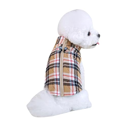 Petper Hunde-Kapuzenpullover, kariert, britischer Stil, weicher Warmer Hundepullover mit Leinen-Ösen, mit Kapuze, für kaltes Wetter, Kleidung, Hunde-Sweatshirt, Outfit, Wintermantel für kleine und von Petper