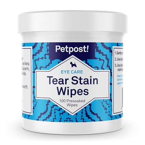 Petpost | Tränenflecken Wipes für Hunde und Katzen - 100 getränkte Wattetücher - Die Beste und natürlichste Behandlung für Augentränen - tränenfleckentferner Hund ideal für weißes Fell von Petpost
