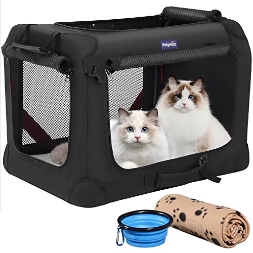 Petprsco Großer Katzentransportbox für 2 Katzen oder kleine Hunde, weicher Haustier-Transportkorb 60x42x42 cm zum Reisen mit Warmer Decke, Faltbarer Schüssel und waschbarem Pad Petprsco Großer Katzentransportbox für 2 Katzen oder kleine Hunde, weicher Haustier-Transportkorb 60x42x42 cm zum Reisen mit Warmer Decke, Faltbarer Schüssel und waschbarem Pad von Petprsco