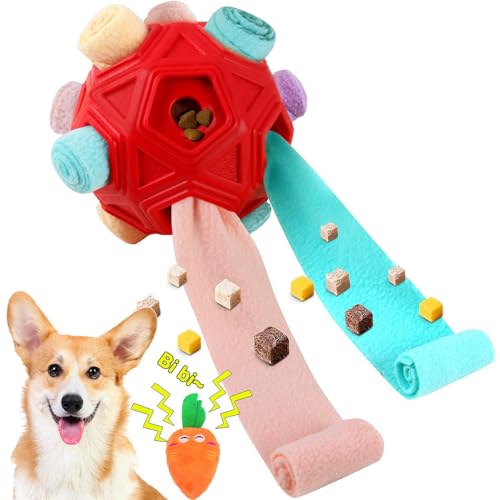 Petration Schnüffelball für Hunde, interaktives Puzzle-Hundespielzeug, fördert natürliche Nahrungssuche, langsames Füttern für Training und Stressabbau, Stoffstreifen, versteckt Lebensmittel, von Petration