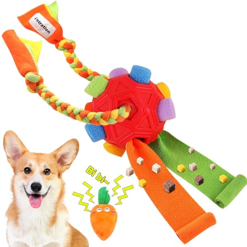 Schnüffelball, interaktives Puzzle-Schnüffelspielzeug für Hunde, zur Förderung der natürlichen Futtersuche, langsames Füttern für Training und Stressabbau für Hunde jeder Größe, Rot von Petration
