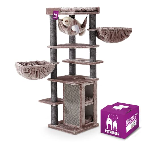 Petrebels Design Kratzbaum, Ramses 158 cm hoch, Premium Qualität Kratzbaum mit Hängematte, Farbe Cappuccino Petrebels Design Kratzbaum, Ramses 158 cm hoch, Premium Qualität Kratzbaum mit Hängematte, Farbe Cappuccino von Petrebels