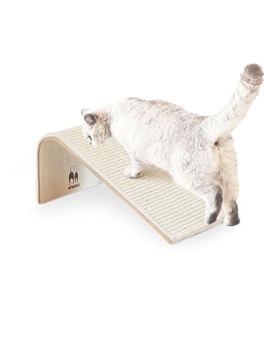 Petrebels Design Kratzbrett aus Holz mit Natur-Sisalteppich, Archie 38 x 23 x 17 cm, Farbe Beige/Creme von Petrebels
