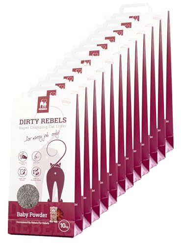 Petrebels Katzenstreu Dirty Rebels, 12x 10 Liter, Babypuderduft, 100% Natürlich, 12er-Pack von Petrebels