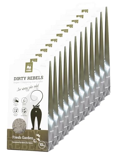 Petrebels Katzenstreu Dirty Rebels, 12x 10 Liter, Fresh Garden Duft, 100% Natürlich, 12er-Pack von Petrebels