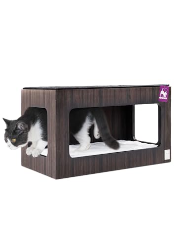 Petrebels Kletterwand, Katzenhöhle Box 60 cm, Kratzbaum Wand, Premium Qualität Wandkratzbaum, Katzenbett Wandmontage, Holz Farbe Schwarz-Brauner Look Petrebels Kletterwand, Katzenhöhle Box 60 cm, Kratzbaum Wand, Premium Qualität Wandkratzbaum, Katzenbett Wandmontage, Holz Farbe Schwarz-Brauner Look von Petrebels