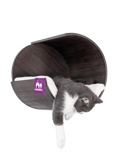 Petrebels Kletterwand, Katzenhöhle Moon Ø 40 cm, Kratzbaum Wand, Premium Qualität Wandkratzbaum, Katzenbett Wandmontage, Holz Farbe Schwarz-Brauner Look Petrebels Kletterwand, Katzenhöhle Moon Ø 40 cm, Kratzbaum Wand, Premium Qualität Wandkratzbaum, Katzenbett Wandmontage, Holz Farbe Schwarz-Brauner Look von Petrebels