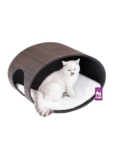Petrebels Kletterwand, Katzenhöhle Oval Office 60 cm, Kratzbaum Wand, Premium Qualität Wandkratzbaum, Katzenbett Wandmontage, Holz Farbe Schwarz-Brauner Look Petrebels Kletterwand, Katzenhöhle Oval Office 60 cm, Kratzbaum Wand, Premium Qualität Wandkratzbaum, Katzenbett Wandmontage, Holz Farbe Schwarz-Brauner Look von Petrebels