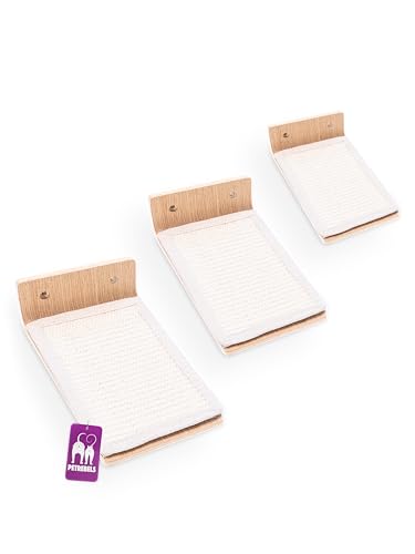 Petrebels Kletterwand, Katzentreppe Wand Step 25 (3-er Set), Kratzbaum Wand, Premium Qualität Wandkratzbaum, Stufen Wandmontage, Holz Farbe Eiche-Rustikal Look von Petrebels