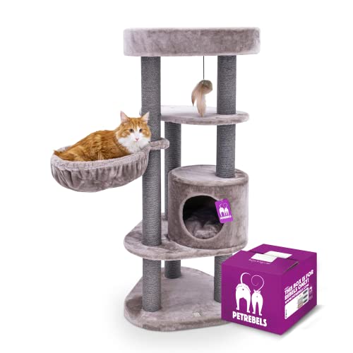 Petrebels Kratzbaum Charlotte 134 cm hoch, Premium Qualität Katzenbaum mit Hängematte, Liegefläche und Höhle, Farbe Cappuccino Petrebels Kratzbaum Charlotte 134 cm hoch, Premium Qualität Katzenbaum mit Hängematte, Liegefläche und Höhle, Farbe Cappuccino von Petrebels