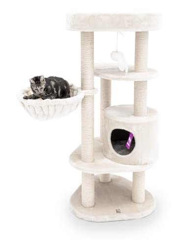 Petrebels Kratzbaum Charlotte 134 cm hoch, Premium Qualität Katzenbaum mit Hängematte, Liegefläche und Höhle, Farbe Beige/Creme Petrebels Kratzbaum Charlotte 134 cm hoch, Premium Qualität Katzenbaum mit Hängematte, Liegefläche und Höhle, Farbe Beige/Creme von Petrebels