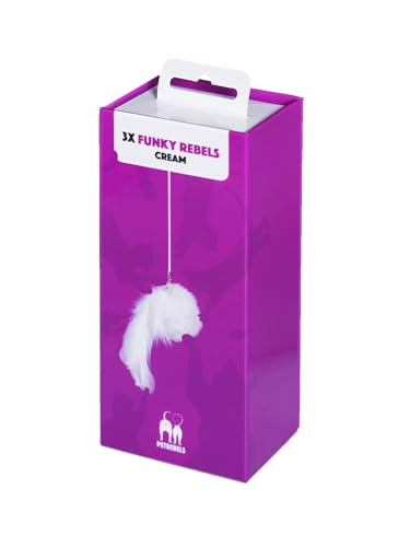 Petrebels Kratzbaum Spielzeug für Katzen, 3 Stück in Geschenkbox, Spielball mit Feder zur Montage am Kratzbaum, Funky Rebels Federbälle, Farbe Beige/Creme Petrebels Kratzbaum Spielzeug für Katzen, 3 Stück in Geschenkbox, Spielball mit Feder zur Montage am Kratzbaum, Funky Rebels Federbälle, Farbe Beige/Creme von Petrebels