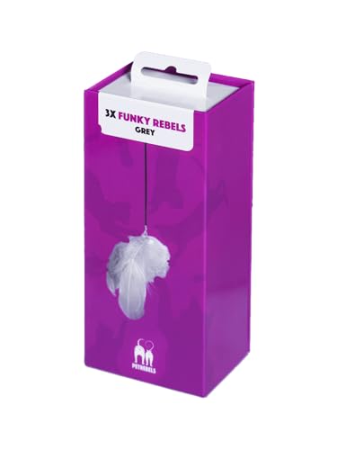 Petrebels Kratzbaum Spielzeug für Katzen, 3 Stück in Geschenkbox, Spielball mit Feder zur Montage am Kratzbaum, Funky Rebels Federbälle, Farbe Grau Petrebels Kratzbaum Spielzeug für Katzen, 3 Stück in Geschenkbox, Spielball mit Feder zur Montage am Kratzbaum, Funky Rebels Federbälle, Farbe Grau von Petrebels