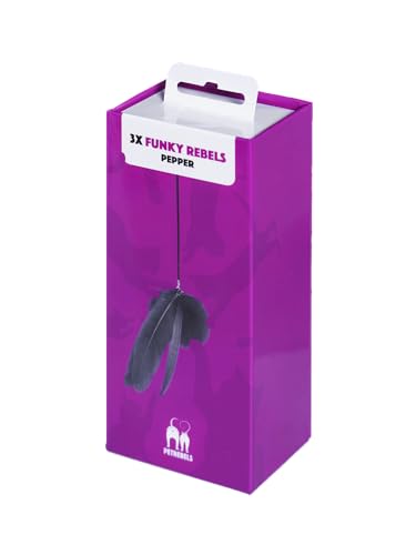 Petrebels Kratzbaum Spielzeug für Katzen, 3 Stück in Geschenkbox, Spielball mit Feder zur Montage am Kratzbaum, Funky Rebels Federbälle, Farbe Schwarz Petrebels Kratzbaum Spielzeug für Katzen, 3 Stück in Geschenkbox, Spielball mit Feder zur Montage am Kratzbaum, Funky Rebels Federbälle, Farbe Schwarz von Petrebels