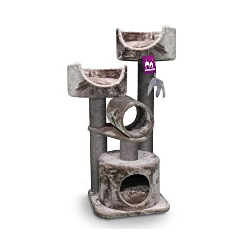 Petrebels Premium Qualität Kratzbaum Victoria 125 cm hoch, Design Kratzbaum mit Liegefläche, Spielrolle, Höhle und Dicke Stämme Ø 12 cm, Farbe Cappuccino Petrebels Premium Qualität Kratzbaum Victoria 125 cm hoch, Design Kratzbaum mit Liegefläche, Spielrolle, Höhle und Dicke Stämme Ø 12 cm, Farbe Cappuccino von Petrebels