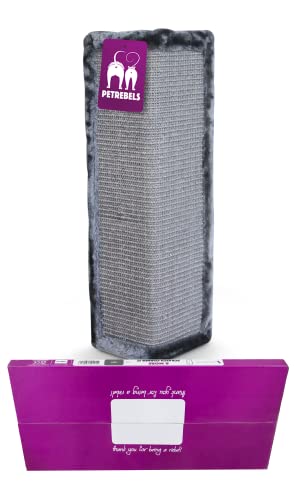 Petrebels Kratzbrett für Katzen 57 cm Höhe Qualität Sisal Eck-Kratzbrett mit Kratzteppich und Premium Plüsch für Zimmerecken in Geschenkbox Kratzbrett Wand Farbe Grau Petrebels Kratzbrett für Katzen 57 cm Höhe Qualität Sisal Eck-Kratzbrett mit Kratzteppich und Premium Plüsch für Zimmerecken in Geschenkbox Kratzbrett Wand Farbe Grau von Petrebels