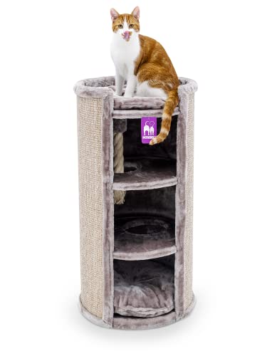 Petrebels Kratztonne XL Premium Qualität, Superdome 100 cm hoch, Ø 50 cm, Design Kratztonne für große Katzen, extra Breit für Ultimative Stabilität, Farbe Cappuccino von Petrebels