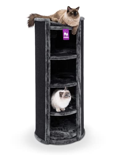 Petrebels Kratztonne XXL Premium Qualität, Superdome 120 cm hoch, Ø 50 cm, Design Kratztonne für große Katzen, extra Breit für Ultimative Stabilität, Farbe Schwarz von Petrebels