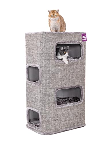 Petrebels Kratztonne XXL, Vault 118 cm hoch, Design Kratztonne für große Katzen, extra Breit für Ultimative Stabilität, Farbe Cappuccino von Petrebels