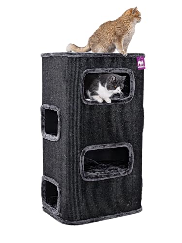 Petrebels Kratztonne XXL, Vault 118 cm hoch, Design Kratztonne für große Katzen, extra Breit für Ultimative Stabilität, Farbe Schwarz Petrebels Kratztonne XXL, Vault 118 cm hoch, Design Kratztonne für große Katzen, extra Breit für Ultimative Stabilität, Farbe Schwarz von Petrebels
