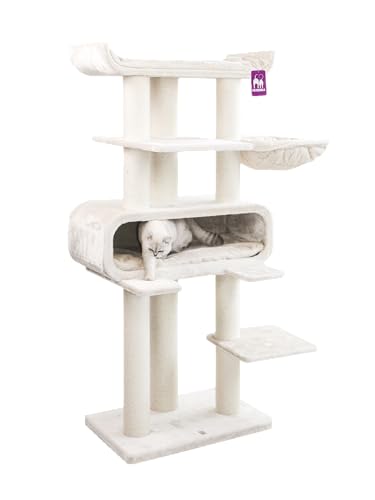 Petrebels Maine Coon Kratzbaum XXL, Route 180 cm hoch, Design Kratzbaum für große Katzen, mit Ø 12cm und Ø 15cm Natur-Sisal Stämme, Farbe Beige/Creme Petrebels Maine Coon Kratzbaum XXL, Route 180 cm hoch, Design Kratzbaum für große Katzen, mit Ø 12cm und Ø 15cm Natur-Sisal Stämme, Farbe Beige/Creme von Petrebels