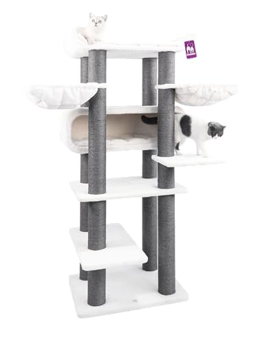 Petrebels Maine Coon Kratzbaum XXL, Route 190 cm hoch, Design Kratzbaum für große Katzen, mit Ø 12cm Natur-Sisal Stämme, Farbe Off-White Petrebels Maine Coon Kratzbaum XXL, Route 190 cm hoch, Design Kratzbaum für große Katzen, mit Ø 12cm Natur-Sisal Stämme, Farbe Off-White von Petrebels
