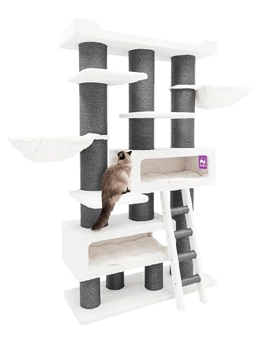 Petrebels Maine Coon Kratzbaum XXL, Siberian 200 cm hoch, Premium Qualität Designer-Kratzmöbel für große Katzen, Farbe Off-White Petrebels Maine Coon Kratzbaum XXL, Siberian 200 cm hoch, Premium Qualität Designer-Kratzmöbel für große Katzen, Farbe Off-White von Petrebels