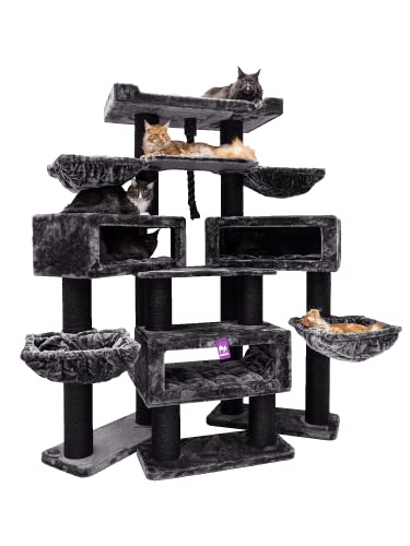 Petrebels Maine Coon Kratzbaum XXL Alley 200 cm hoch, Premium Qualität Katzenkratzbaum für große Katzen, Farbe Schwarz Petrebels Maine Coon Kratzbaum XXL Alley 200 cm hoch, Premium Qualität Katzenkratzbaum für große Katzen, Farbe Schwarz von Petrebels