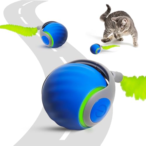 Petrendy Katzenballspielzeug, selbstrollender Ball (blau) von Petrendy
