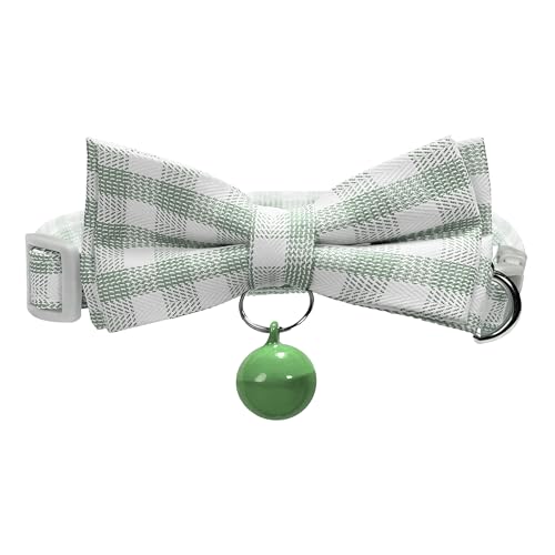 Petrypet Katzenhalsband, abnehmbare Fliege mit Glöckchen, Sicherheitsschnalle für Mädchen und Jungen, verstellbar, kariert, für Katzen, Kätzchen, Haustierhalsband, Zubehör, Grün Petrypet Katzenhalsband, abnehmbare Fliege mit Glöckchen, Sicherheitsschnalle für Mädchen und Jungen, verstellbar, kariert, für Katzen, Kätzchen, Haustierhalsband, Zubehör, Grün von Petrypet