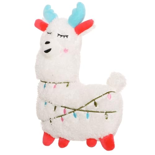 Quietschendes Hundespielzeug, interaktives Plüschspielzeug, gefüllt, kleines weißes Lama, weiches Kauspielzeug, festlicher Strumpffüller für Hunde, 16 x 11 x 6 cm von Pets Brands