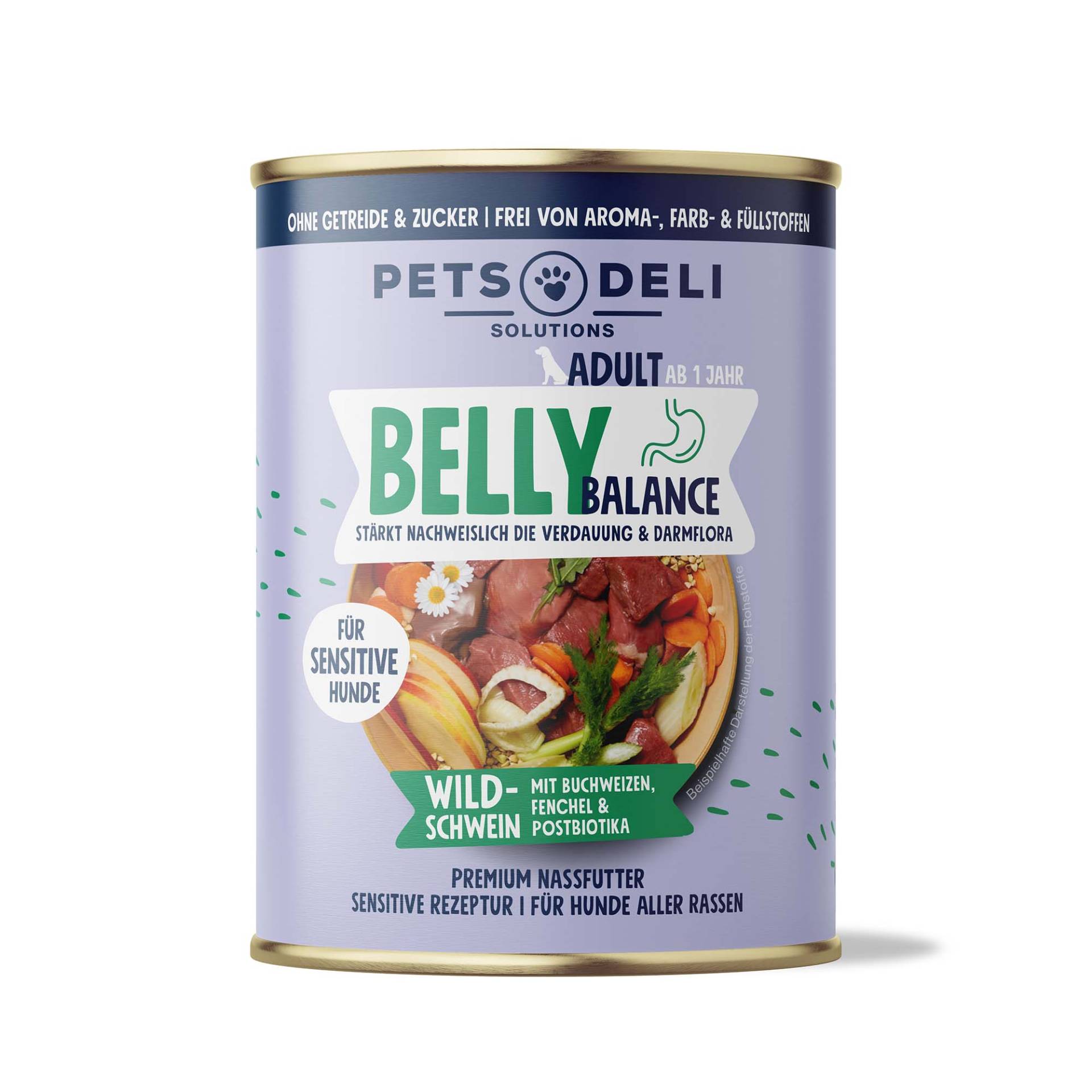 "Belly Balance" Wildschwein – stärkt wissenschaftlich bewiesen die Verdauung - 400g / Einzeldose von Pets Deli