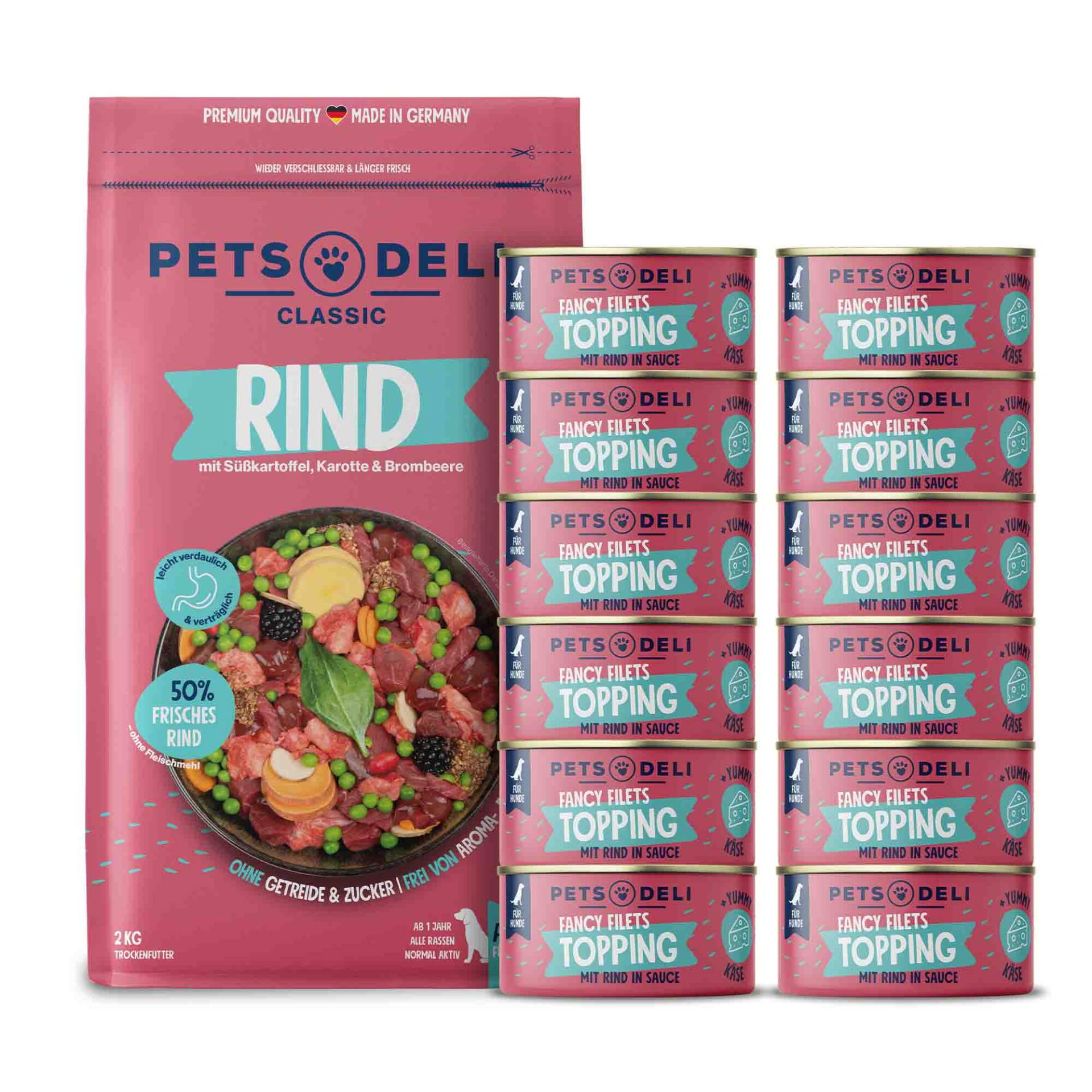 Fancy Filet Topping Rind Probierpaket für Hunde - 2840g - 2840g von Pets Deli