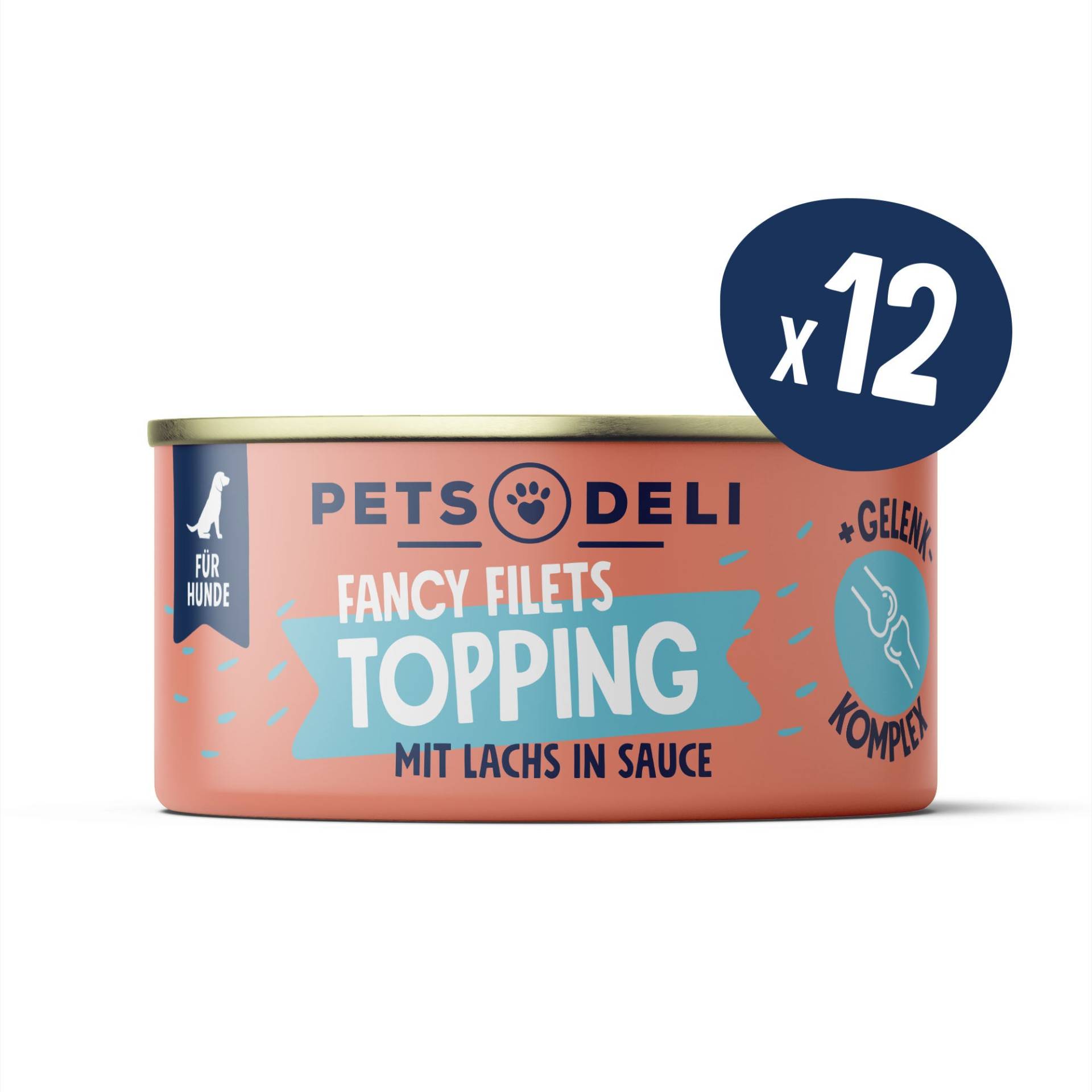 Fancy Filets Topping mit Huhn & Lachs in Soße für Hunde -12x70g - 12x70g von Pets Deli