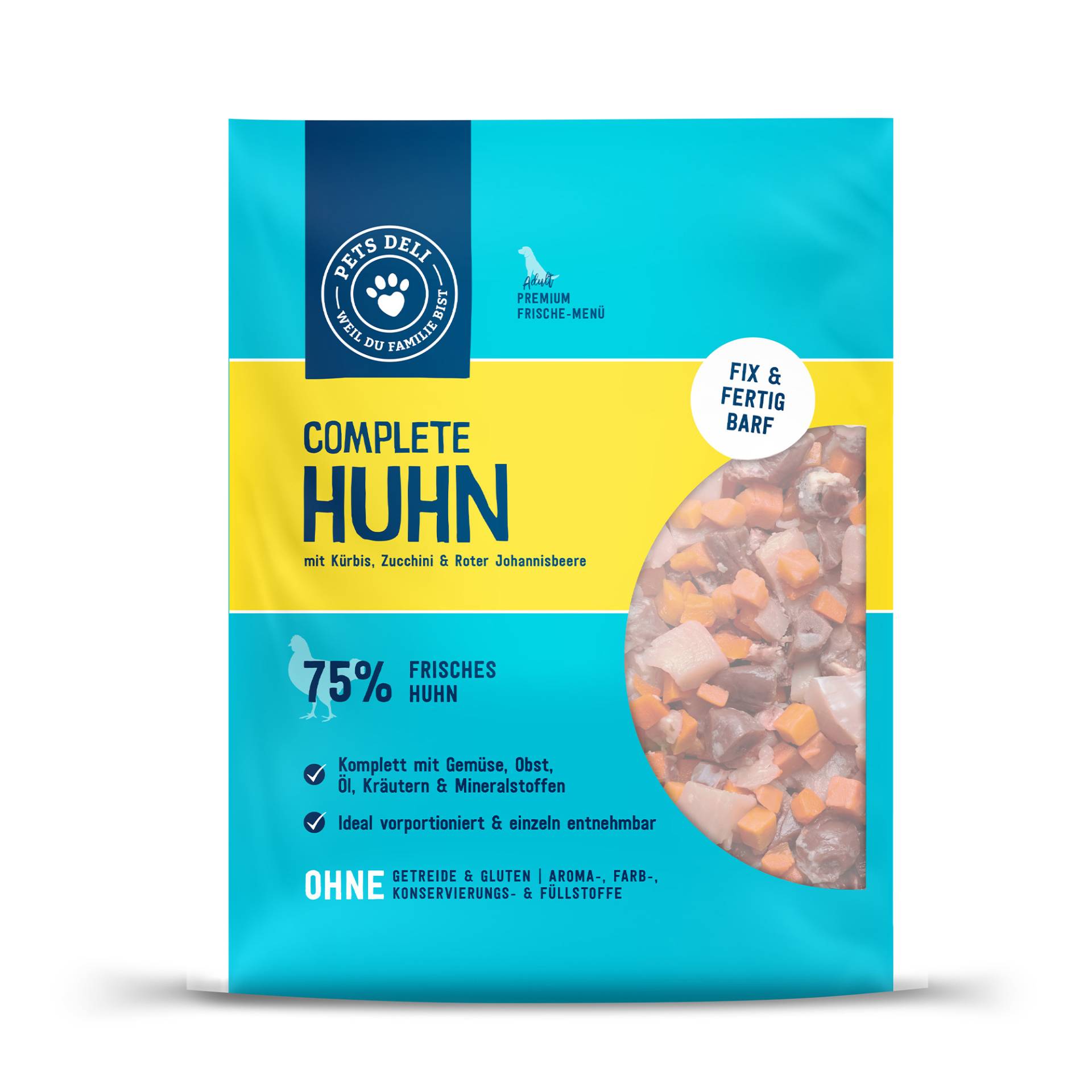 BARF Huhn für Hunde - 750g / 5er Pack ✓ 100% Lebensmittelqualität ✓ Adult von Pets Deli von Pets Deli