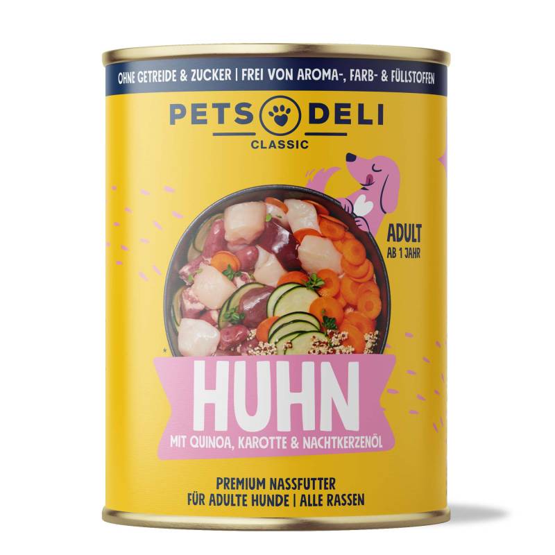 Nassfutter Huhn für Hunde - 400g / 6er Pack ✓ getreidefrei & zuckerfrei ✓ Adult von Pets Deli von Pets Deli
