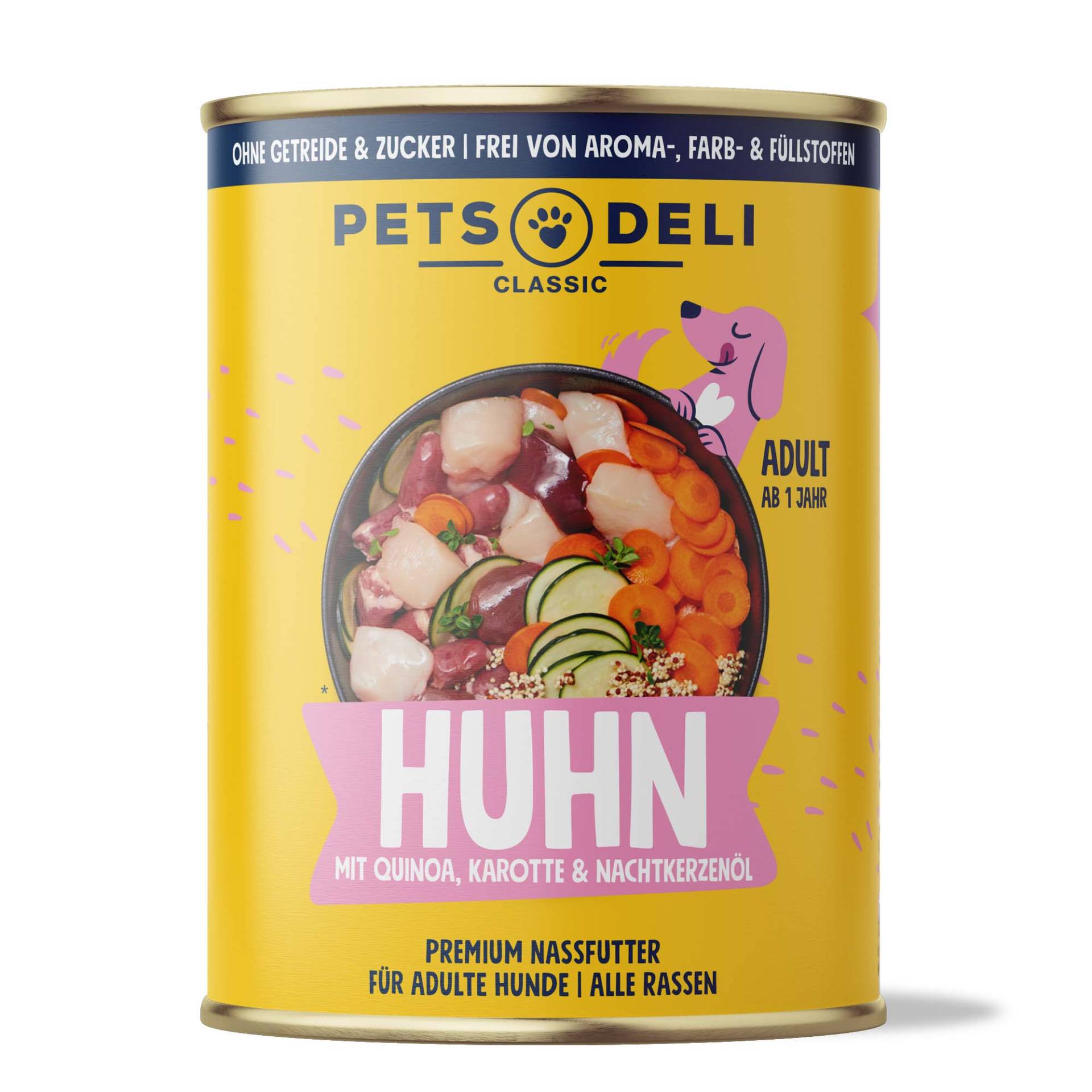 Nassfutter Huhn für Hunde - 800g / 6er Pack ✓ getreidefrei & zuckerfrei ✓ Adult von Pets Deli von Pets Deli