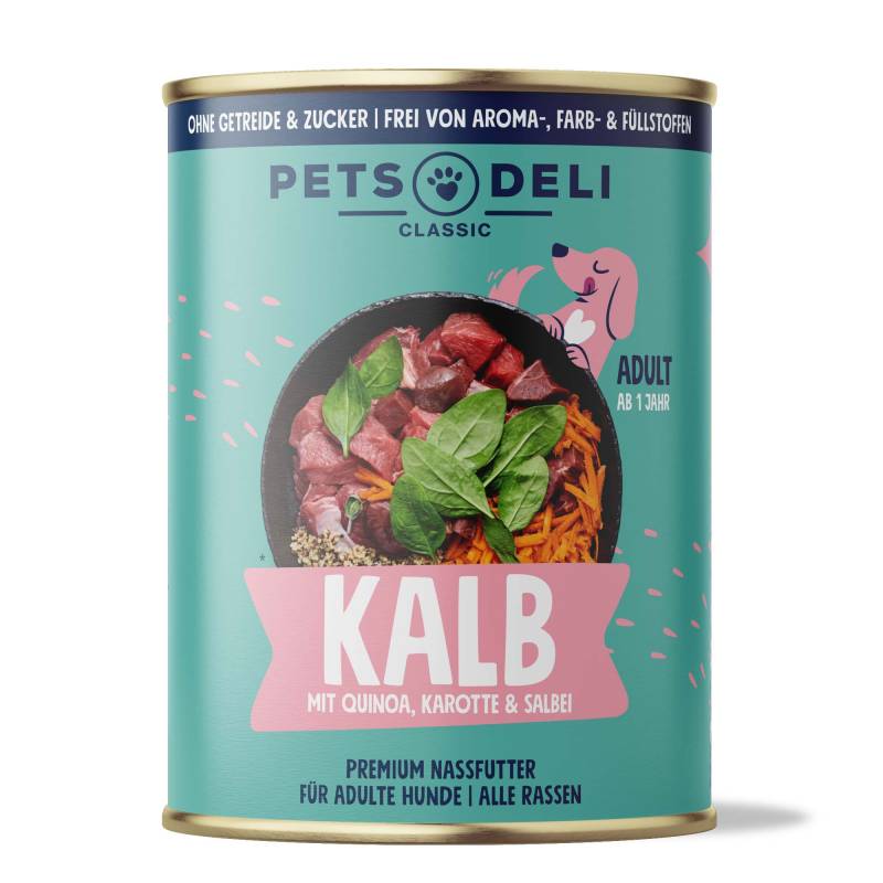 Nassfutter Kalb für Hunde - 200g / 6er Pack ✓ getreidefrei & zuckerfrei ✓ Adult von Pets Deli von Pets Deli