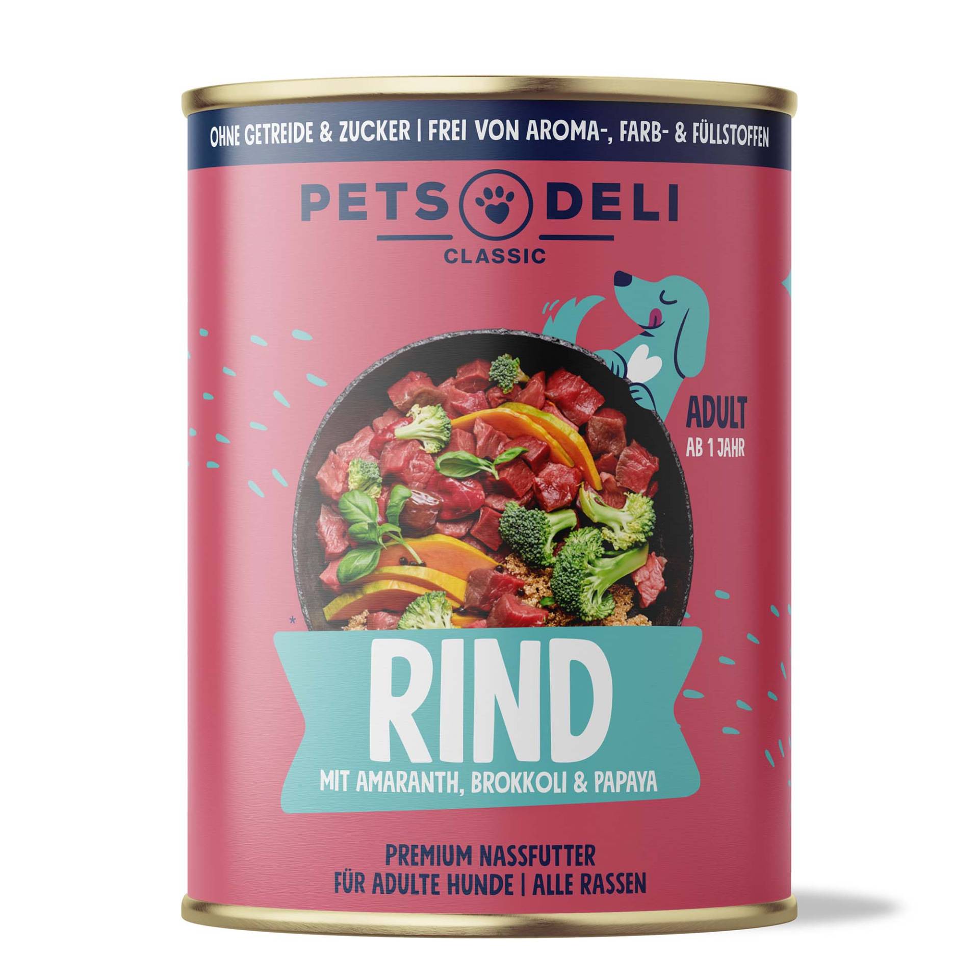 Nassfutter Rind für Hunde - 200g ✓ getreidefrei & zuckerfrei ✓ Adult von Pets Deli von Pets Deli