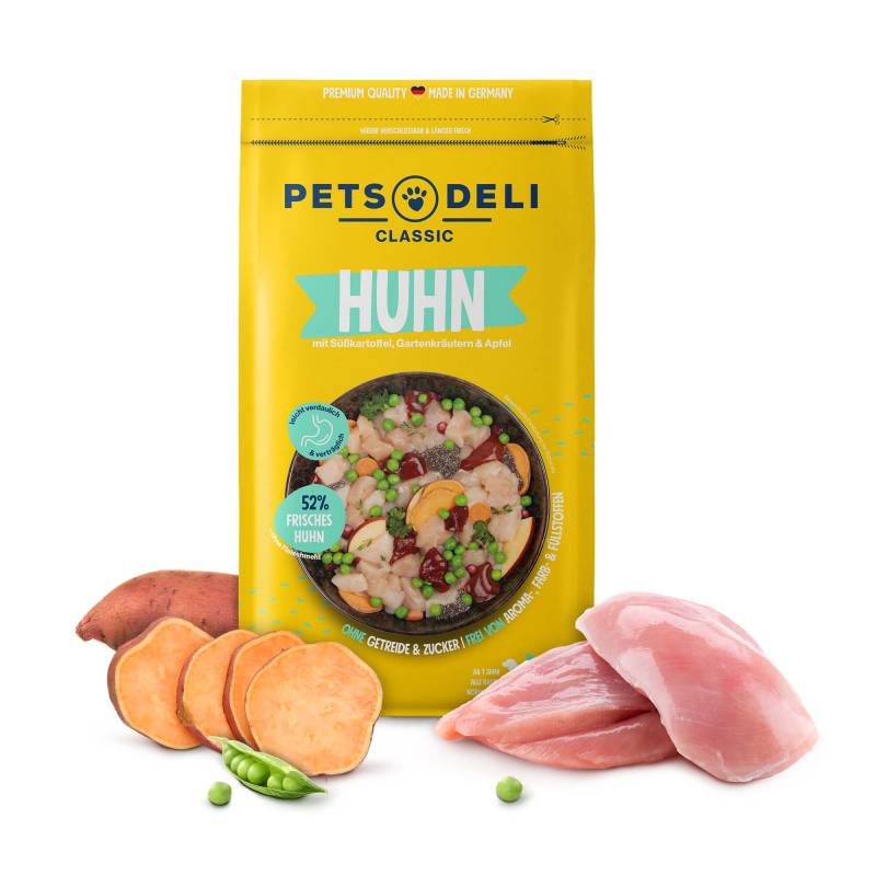 Hundefutter trocken - Huhn - Süßkartoffel und Kräuter - Adult - getreidefrei, zuckerfrei - 2kg von Pets Deli von Pets Deli