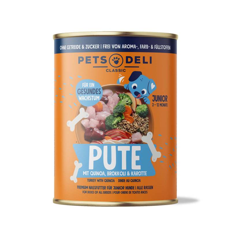 Nassfutter Pute für Hunde - 400g ✓ getreidefrei & zuckerfrei ✓ Welpen von Pets Deli von Pets Deli